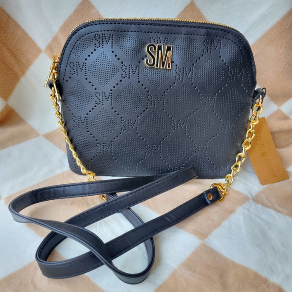 Steve Madden Black BMaggie Crossbody with gold chain